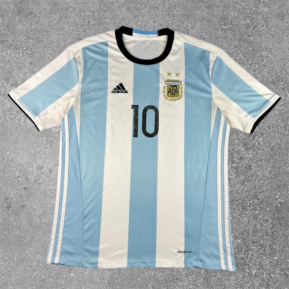 Adidas Argentina Riquelme #10 Jersey Mens Small Blue White Striped Climacool